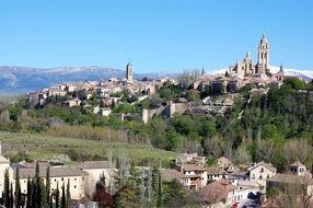 distant view of the cathedral in Segovia