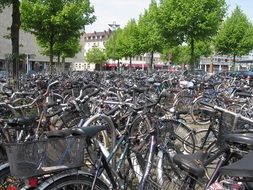 A lot of Bicycles on a street