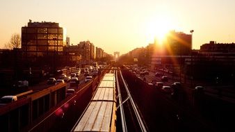 city highway under the morning sun