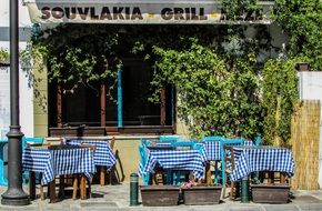 Beautiful tavern with the chairs and table in Larnaca, Cyprus