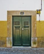 green entrance doors