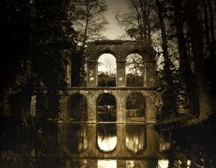 monochrome picture of devil's bridge in Barcelona