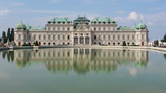 Belvedere Palace near the pond in Vienna