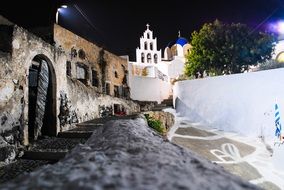 street with houses on the island in santorini