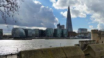 London view with the Shard City near the coast