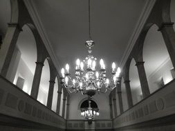 Chandeliers on ceiling in Church