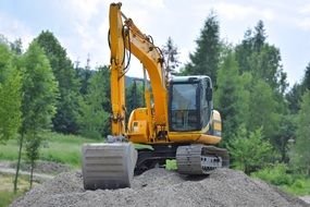 Excavator on the hill