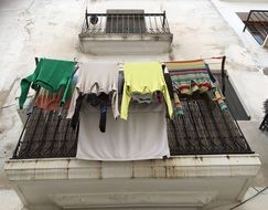 drying clothes on a balcony in Ibiza, Spain