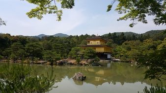 landscape of the Golden Pavilion - one of the Kyoto Buddhist temples