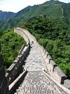 perspective of great wall of china on mountains, china