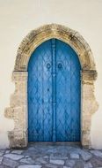 blue door of a church in the village of Kato Lefkara