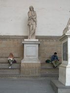 tourists near the ancient monument in florence