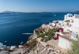 Santorini island mountains and mediterranean greece