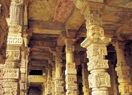 columns in a sandstone mosque