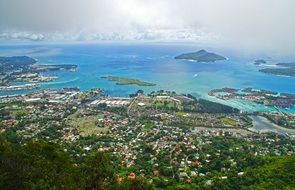panoramic view of the port city in Seychelles