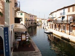 narrow canals in the city of Grimaud in France
