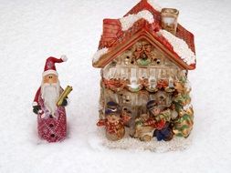 house and santa as decor for christmas