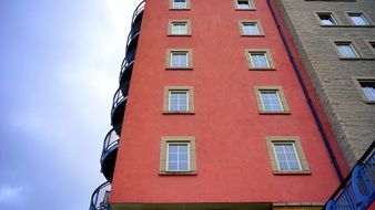 pink wall of modern residential building