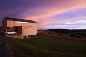 house under the evening sky