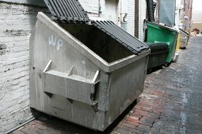 garbage containers in the city center