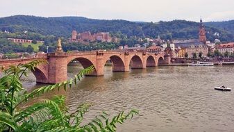 arched bridge over the river in germany