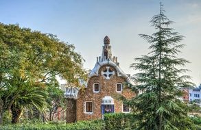 famous Guell Park by Gaudi, spain, barcelona