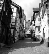 fachwerkhaus old town black and white picture