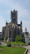 rear view of Saint Nicholas church in the city center, belgium, ghent