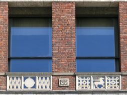 brick facade and panoramic windows City Hall in Oslo