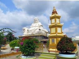white statue of buddha in Vietnam