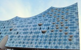 facade of Elbphilharmonie concert hall, detail, germany, hamburg