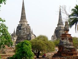 landscape of monument in Ayuttaya in Thailand