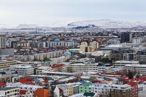 top view on icelandic houses winter