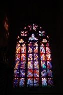 stained glass window in the dark