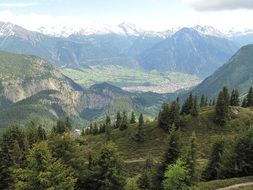 panoramic view of the Swiss green mountains