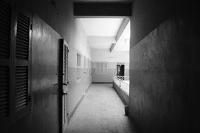 black and white photo of the corridor