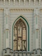 stained glass window on a building in the old town in riga