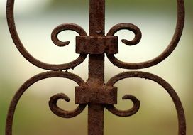 closeup picture of old iron fence ornamental