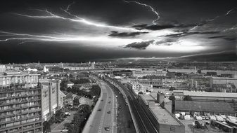 storm over London black and white photo