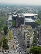 aerial view of the road with cars