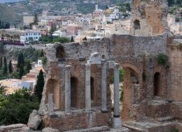 the ruins of the old sicily town in Italy