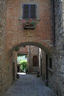 Italian brick walls with the windows