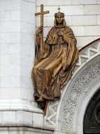 bronze statue on the holy savior cathedral in moscow