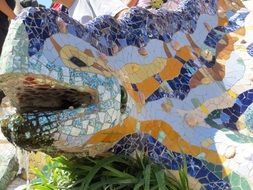 mosaic figure in park guell in Barcelona