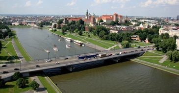 Wawel Castle in cityscape, Poland, krakÃ³w