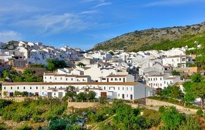 White Village buildings on mountain side, Spain
