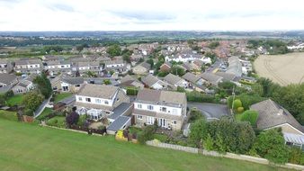 Aerial view of new Houses at countryside, england, Middlestown