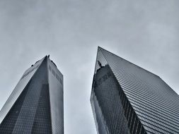 Skyscraper in New York City and cloudy sky