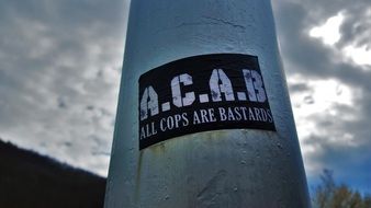 Acab sign on a column