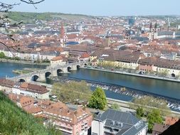 panoramic view of the city of Wurzburg on a sunny day